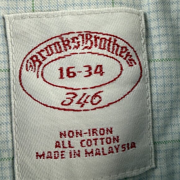 Brooks Brothers Check Cotton 16 34 Point Non-Iron Shirt Long Sleeve Button Up - Picture 13 of 15